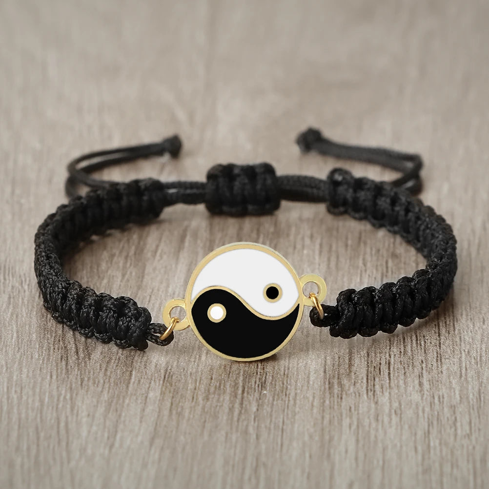 Classic TaiChi Handmade Bracelets YinYang Chinese Jewelrys Adjustable Rope Chain Bangles For Women Men Lucky Prayer Gifts Couple