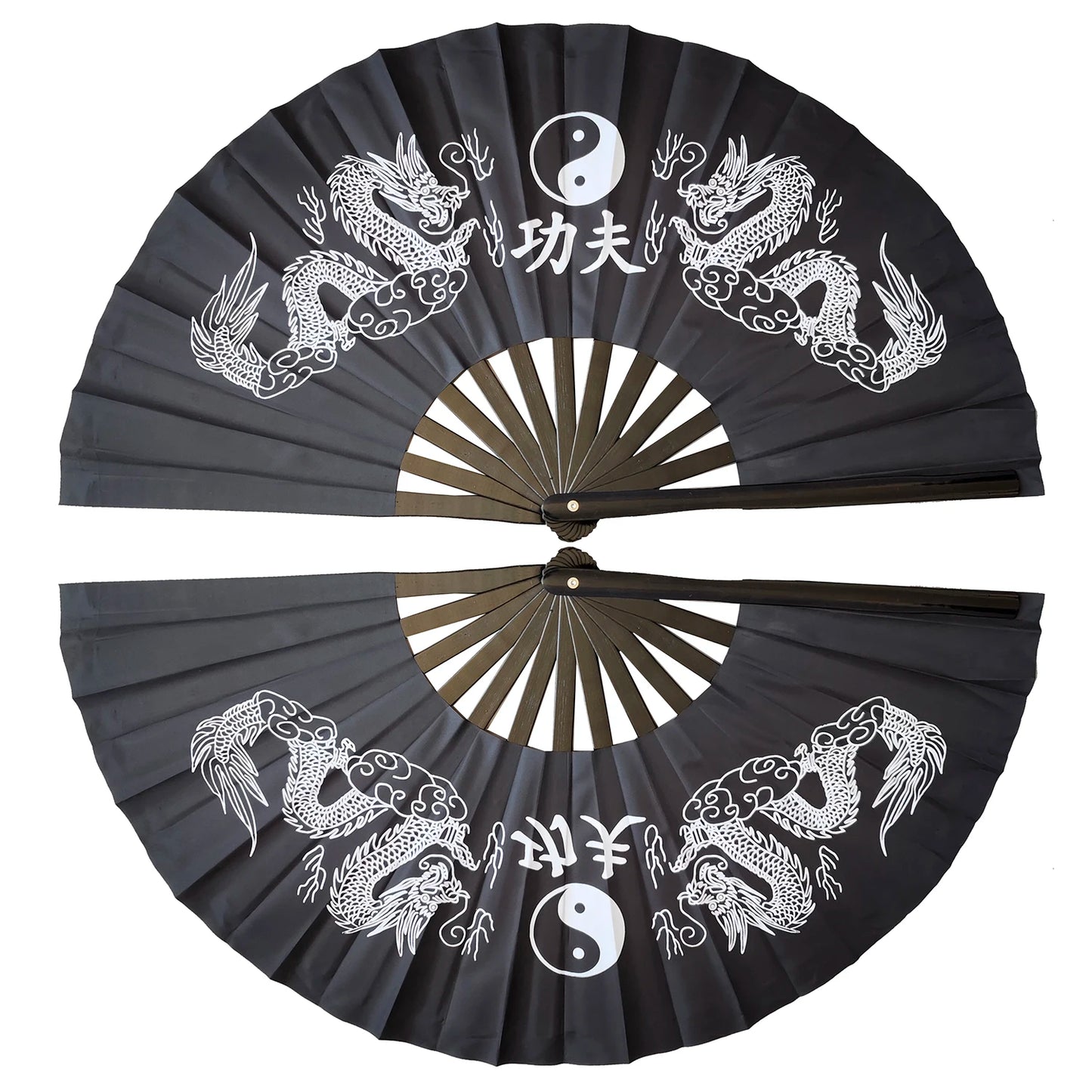 Bamboo Right Left Hands Fan Tai Chi Performance Fan Martial Arts Fan Kung Fu Fans Cosplay Fan Black Cover China Many Pattern