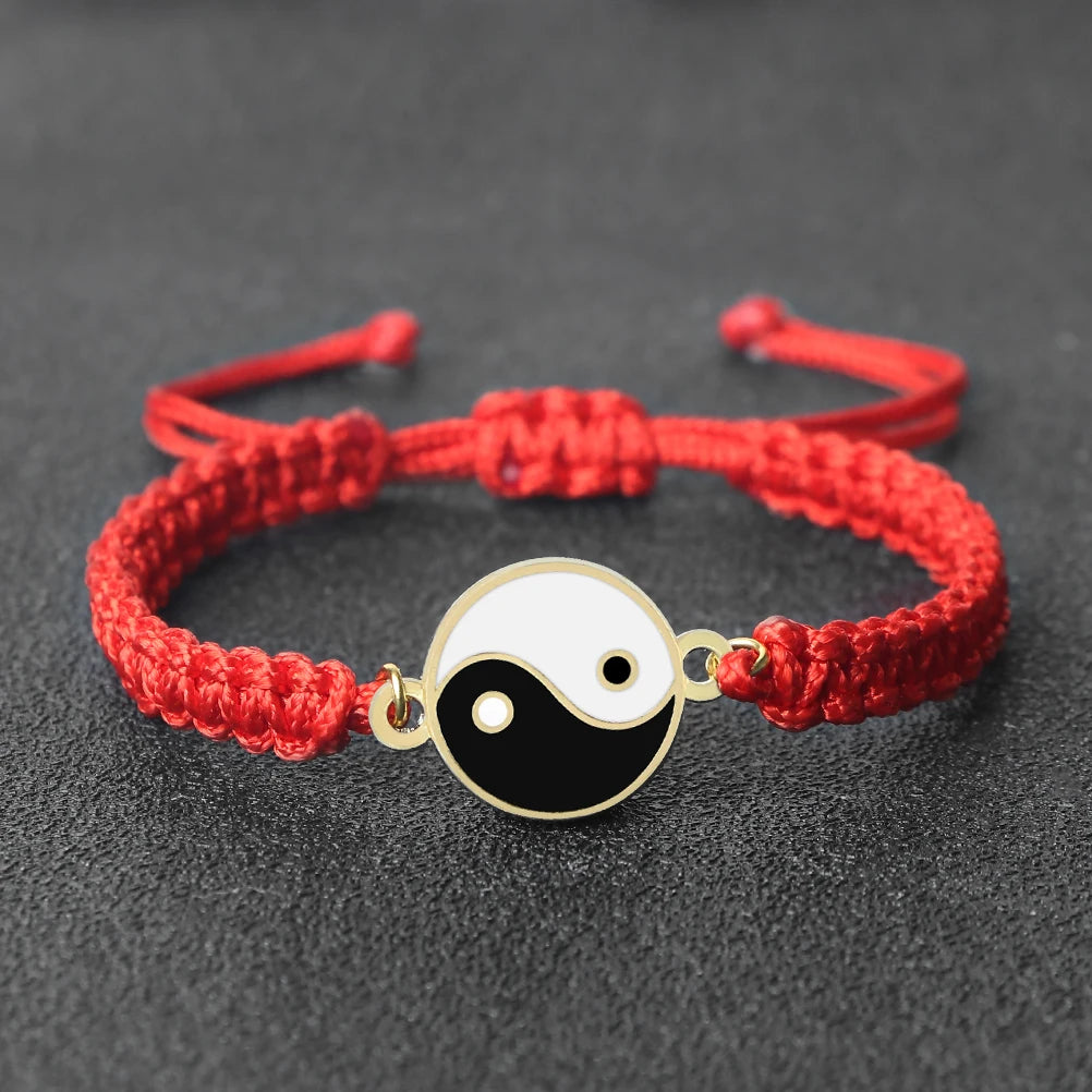 Classic TaiChi Handmade Bracelets YinYang Chinese Jewelrys Adjustable Rope Chain Bangles For Women Men Lucky Prayer Gifts Couple