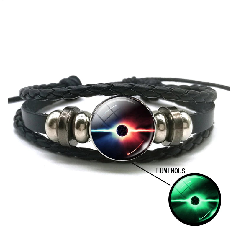 Luminous Yin Yang Braided Leather Bracelet Vintage Tai Chi Kung Fu Sign Snap Button Bracelet Men Women Handmade Accessories