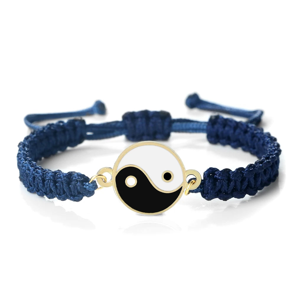 Classic TaiChi Handmade Bracelets YinYang Chinese Jewelrys Adjustable Rope Chain Bangles For Women Men Lucky Prayer Gifts Couple