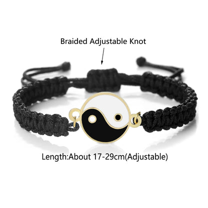 Classic TaiChi Handmade Bracelets YinYang Chinese Jewelrys Adjustable Rope Chain Bangles For Women Men Lucky Prayer Gifts Couple