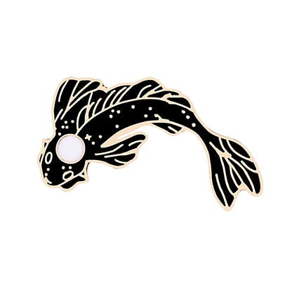 Yin Yang Fish Pins Lucky Black White Koi Goldfish Animal Enamel Brooches Round Taichi Badges Jewelry Denim Lapel Pin Accessories