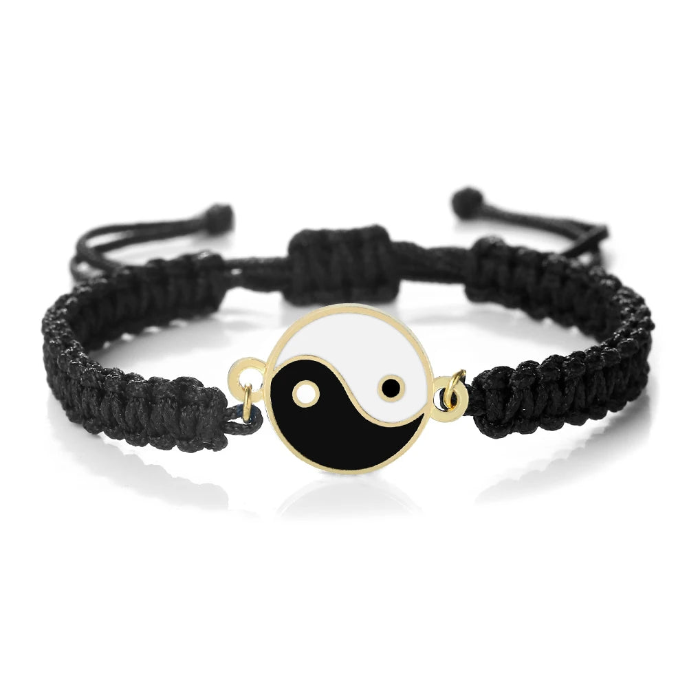 Classic TaiChi Handmade Bracelets YinYang Chinese Jewelrys Adjustable Rope Chain Bangles For Women Men Lucky Prayer Gifts Couple