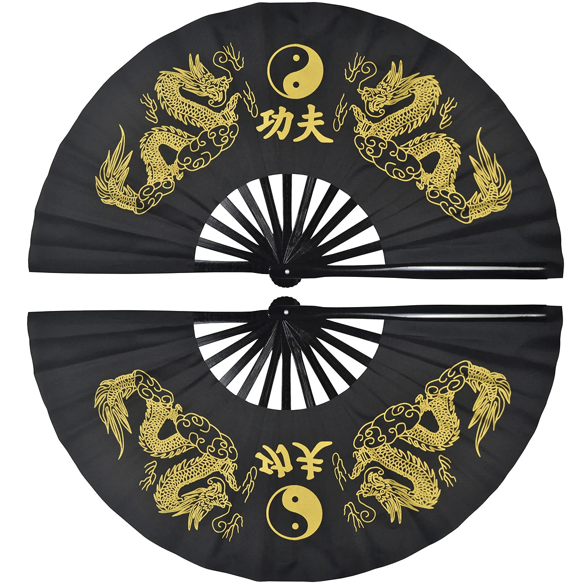 Bamboo Right Left Hands Fan Tai Chi Performance Fan Martial Arts Fan Kung Fu Fans Cosplay Fan Black Cover China Many Pattern