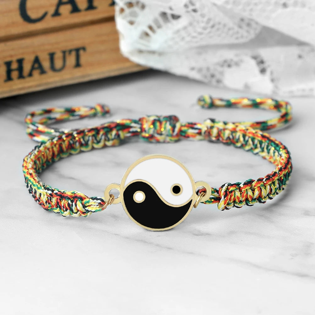 Classic TaiChi Handmade Bracelets YinYang Chinese Jewelrys Adjustable Rope Chain Bangles For Women Men Lucky Prayer Gifts Couple