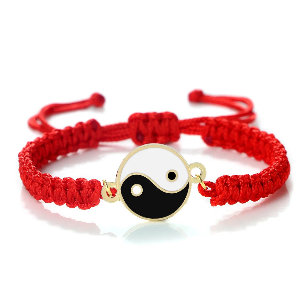 Classic TaiChi Handmade Bracelets YinYang Chinese Jewelrys Adjustable Rope Chain Bangles For Women Men Lucky Prayer Gifts Couple